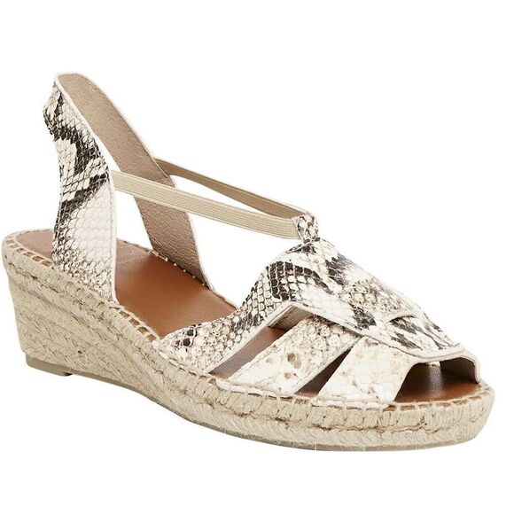 Andre Assous Sandals Womens Size 6 Dorit Wedge Espadrille Snakeskin Shoes - Picture 1 of 8